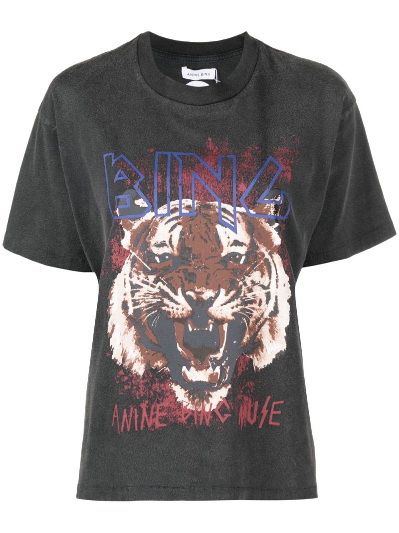 Black Tiger Printed T-shirt