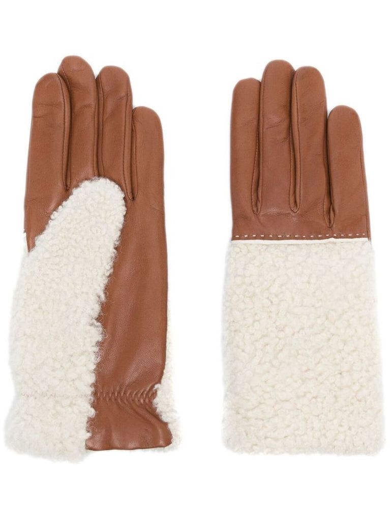 White Zuleica Shearling Trim Gloves