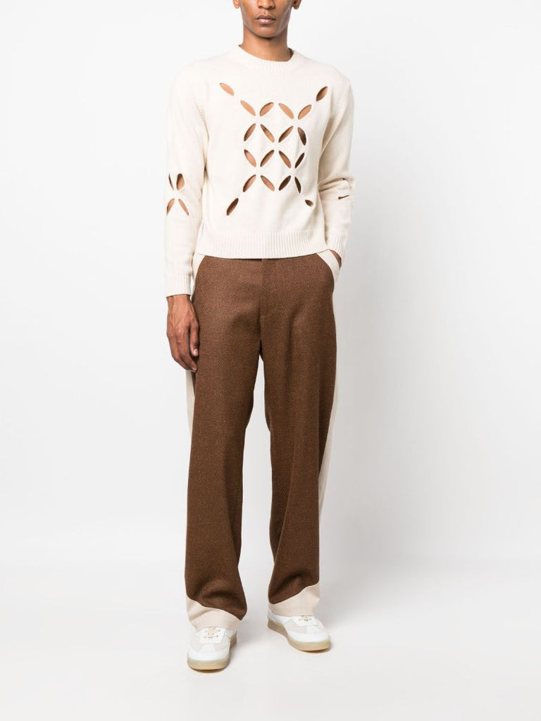 Brown Curved Wide-leg Trousers