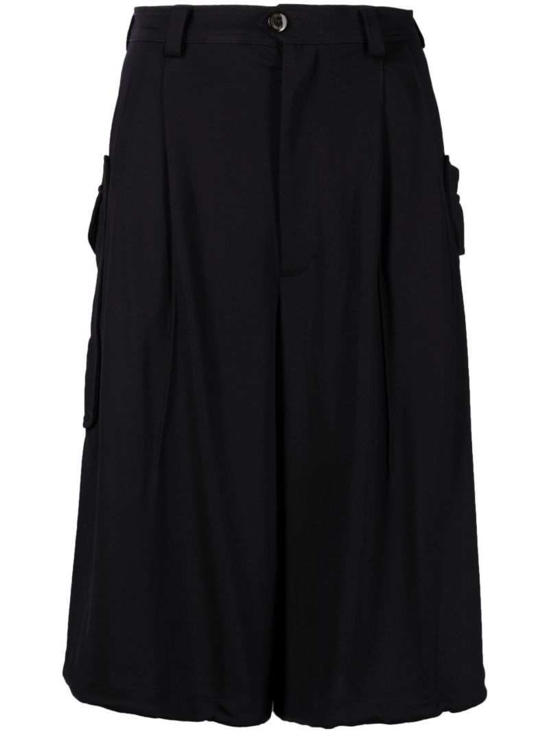 Blue Wide Leg Cargo Shorts