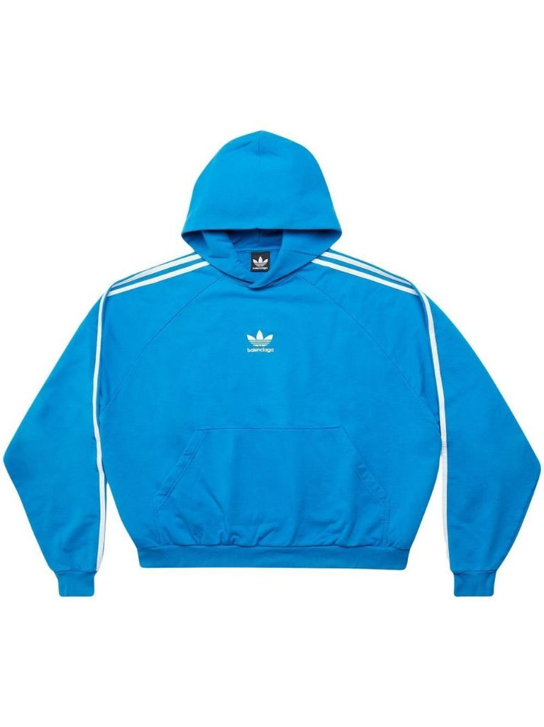 X Adidas Blue Embroidered Logo Hoodie