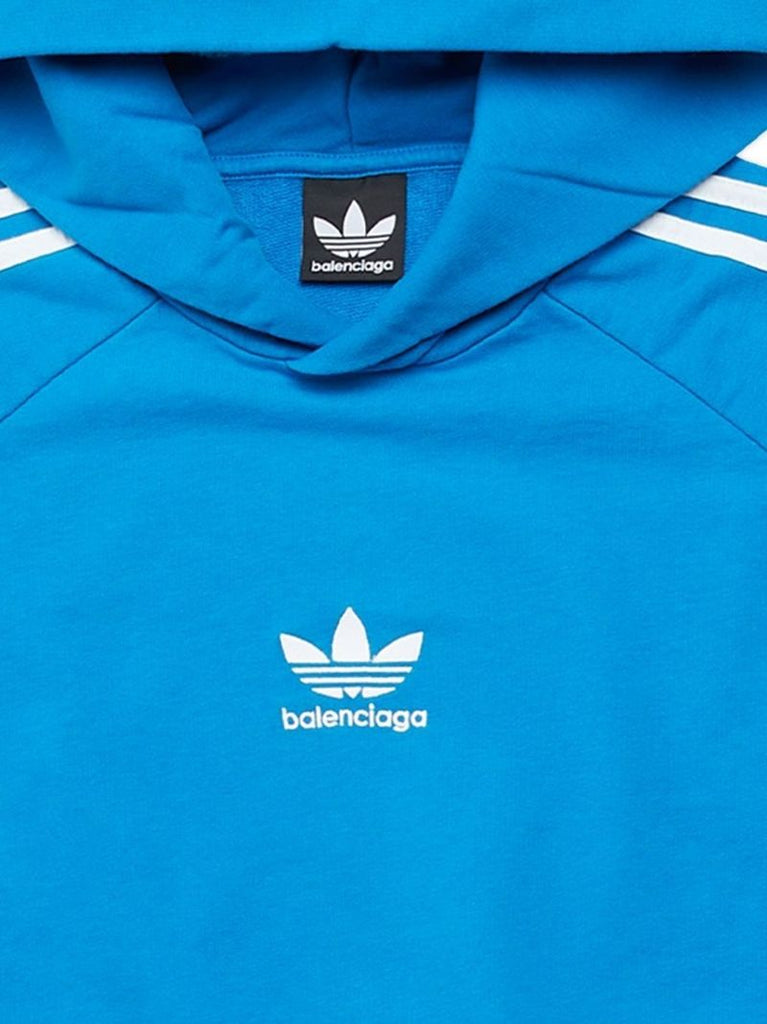X Adidas Blue Embroidered Logo Hoodie