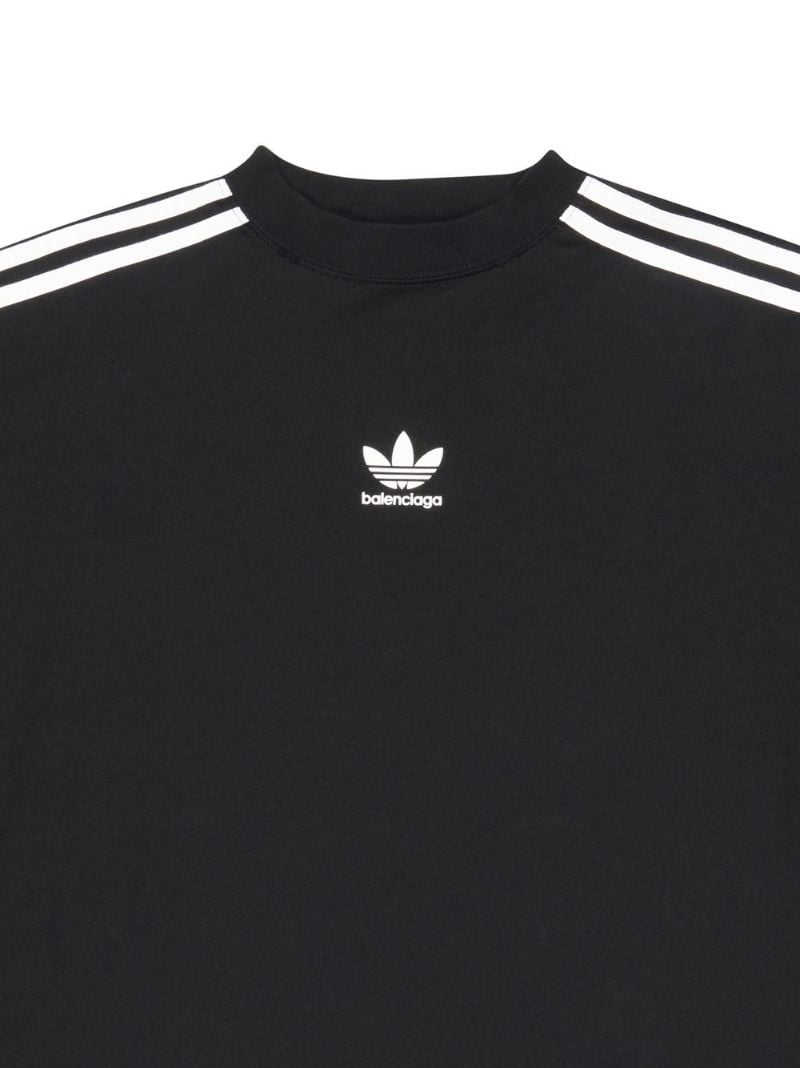 X Adidas Black Logo Print Three-stripe Long-sleeved T-shirt