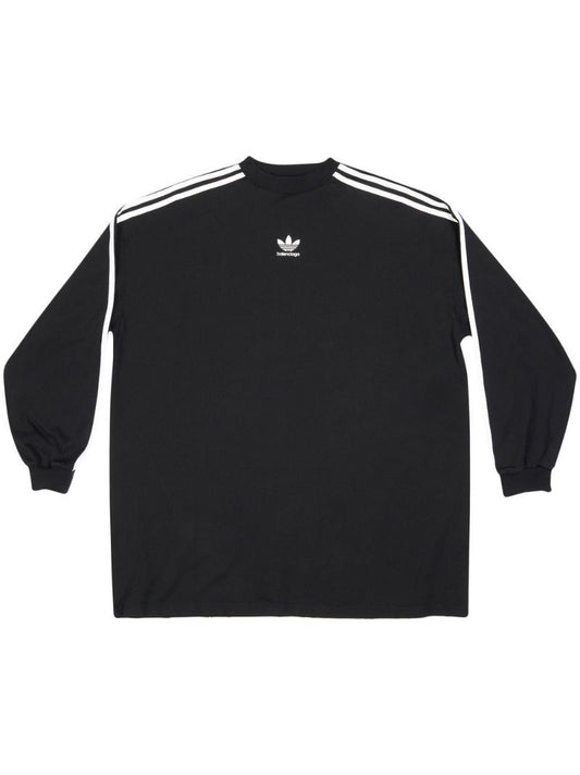 X Adidas Black Logo Print Three-stripe Long-sleeved T-shirt