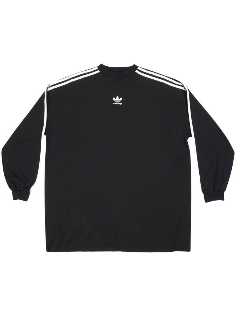 X Adidas Black Logo Print Three-stripe Long-sleeved T-shirt