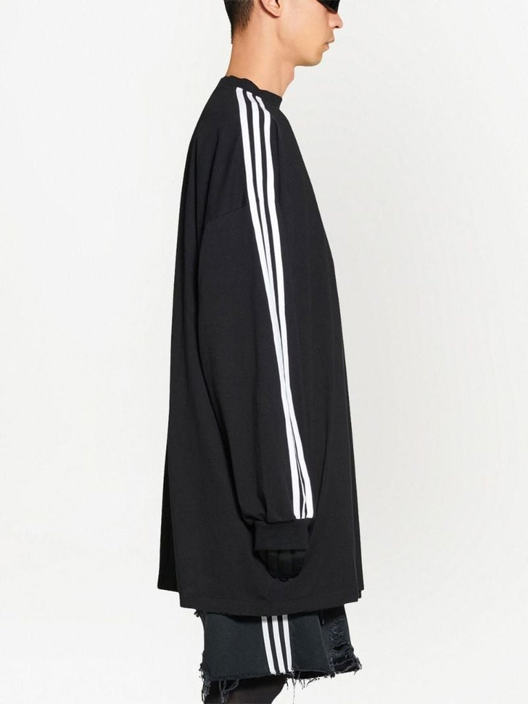 X Adidas Black Logo Print Three-stripe Long-sleeved T-shirt