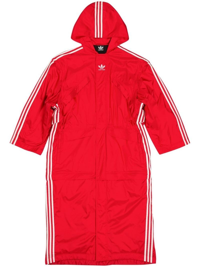 X Adidas Red Logo Embroidered Detachable Parka