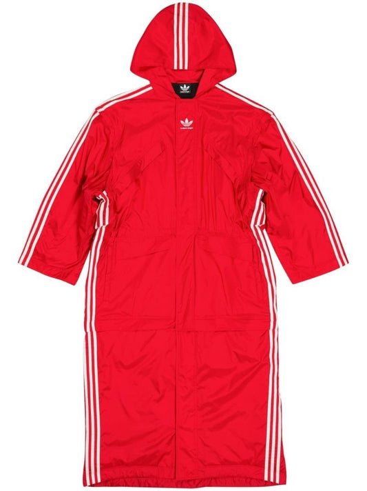 X Adidas Red Logo Embroidered Detachable Parka