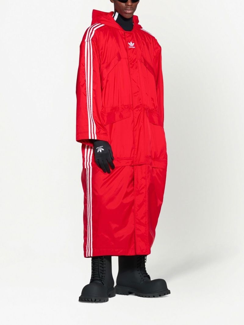 X Adidas Red Logo Embroidered Detachable Parka