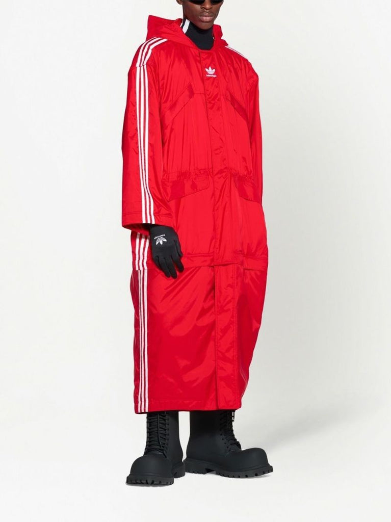 X Adidas Red Logo Embroidered Detachable Parka