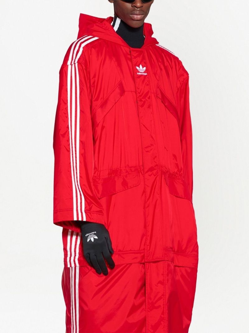 X Adidas Red Logo Embroidered Detachable Parka