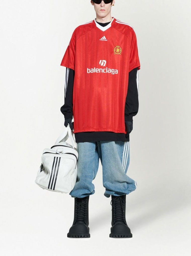 X Adidas Red Three-stripe Logo Print T-shirt
