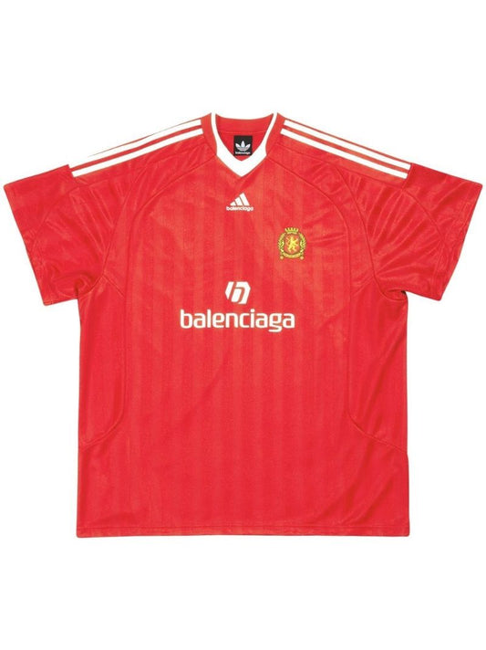 X Adidas Red Three-stripe Logo Print T-shirt