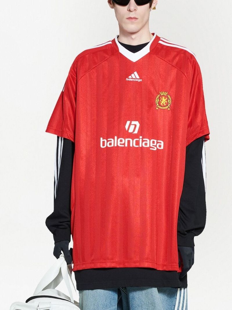 X Adidas Red Three-stripe Logo Print T-shirt