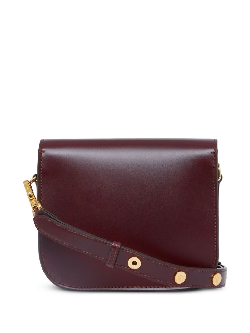 Brown Small Note Leather Shoulder Bag