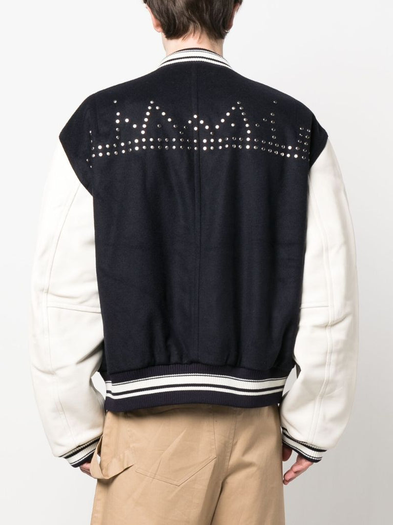 Blue Ascend AppliquÃ_x0083_Â©d Bomber Jacket