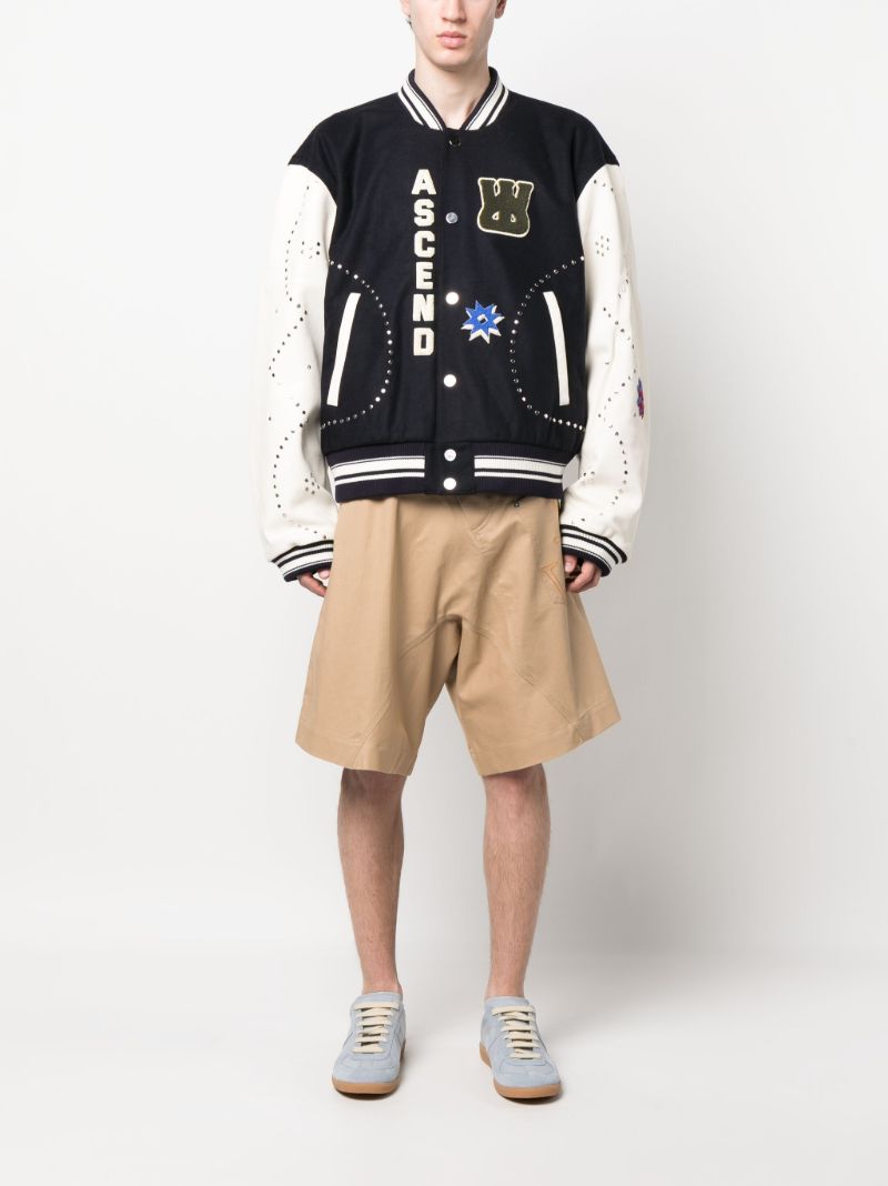 Blue Ascend AppliquÃ_x0083_Â©d Bomber Jacket