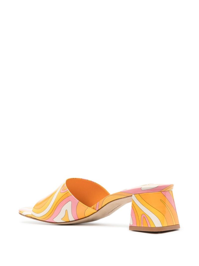 Orange Brigitte 45 Sun Wave Print Patent Leather Mules