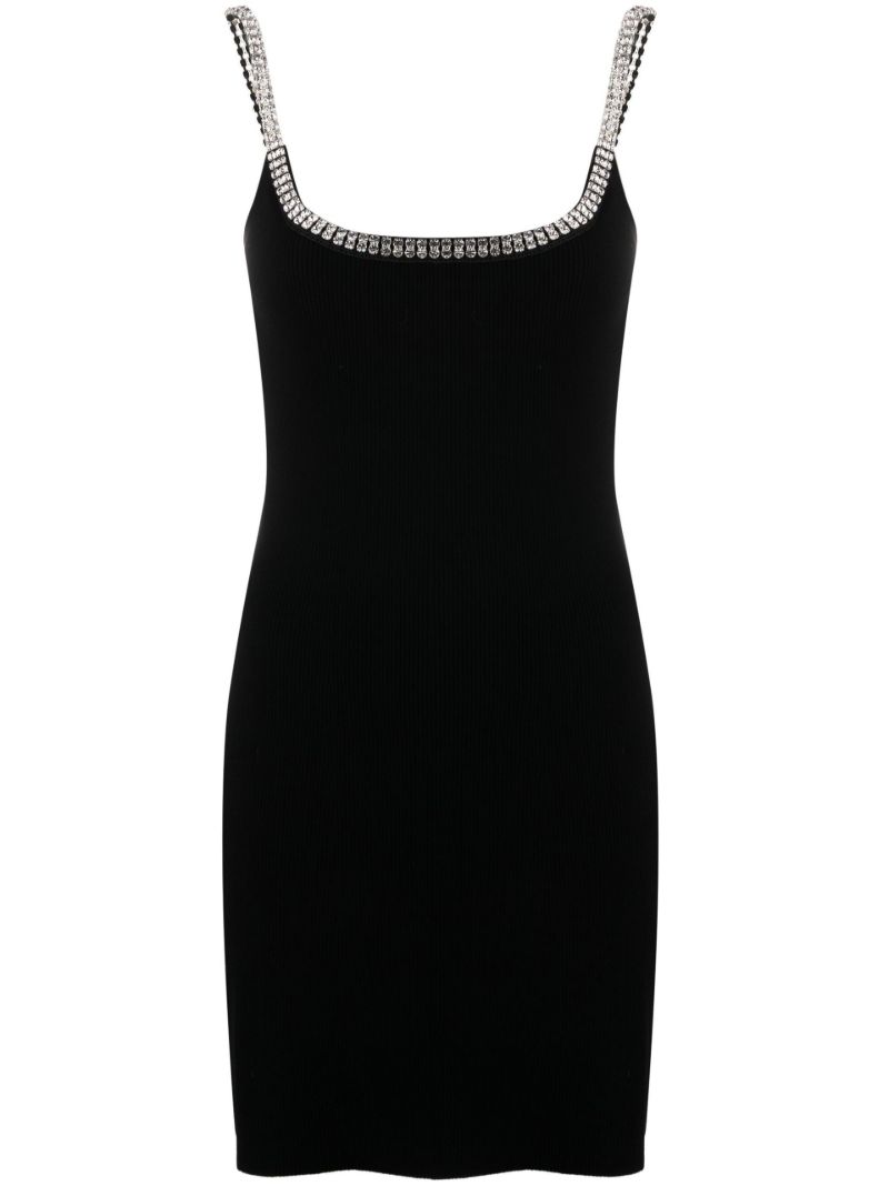 Black Crystal-trimmed Mini Dress