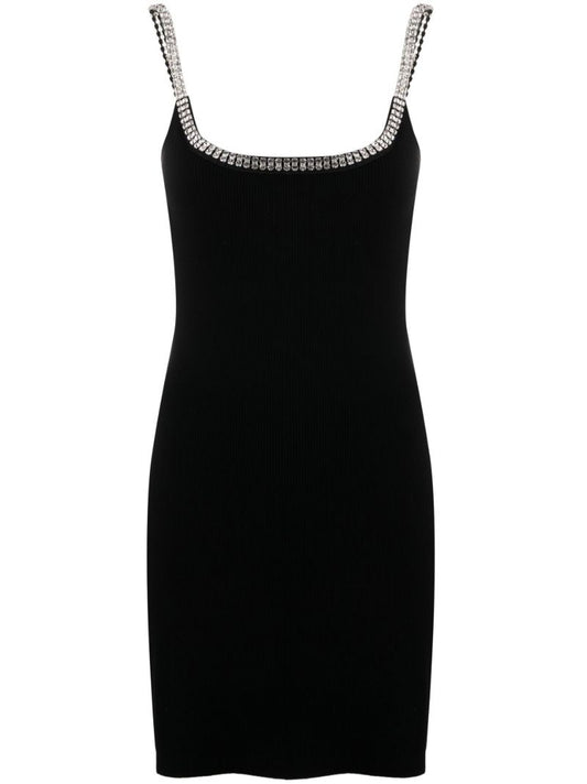 Black Crystal-trimmed Mini Dress