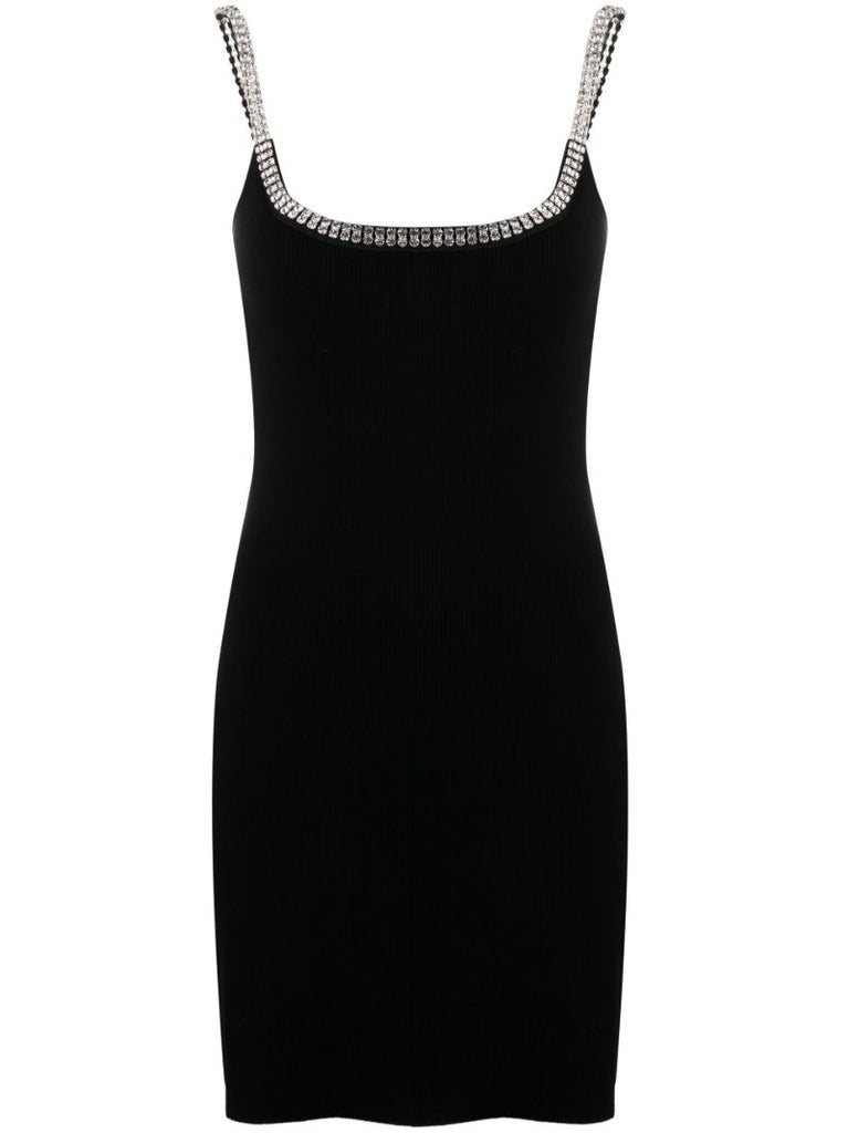 Black Crystal-trimmed Mini Dress