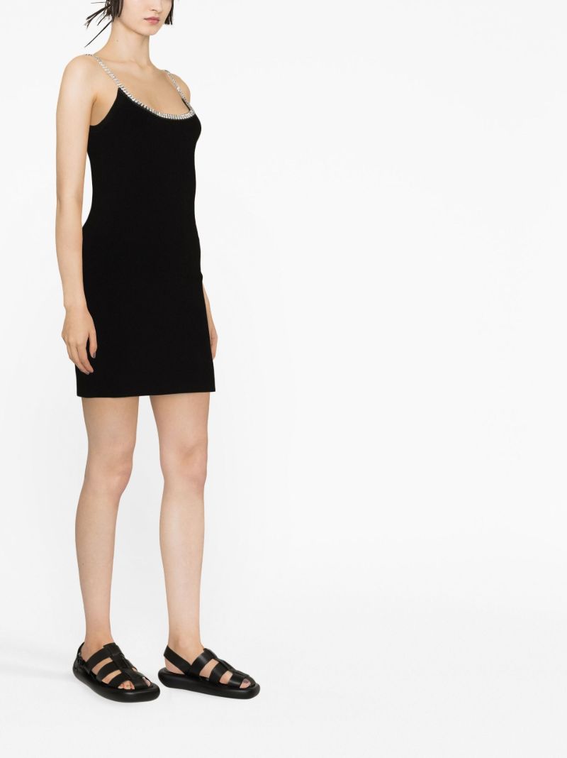 Black Crystal-trimmed Mini Dress