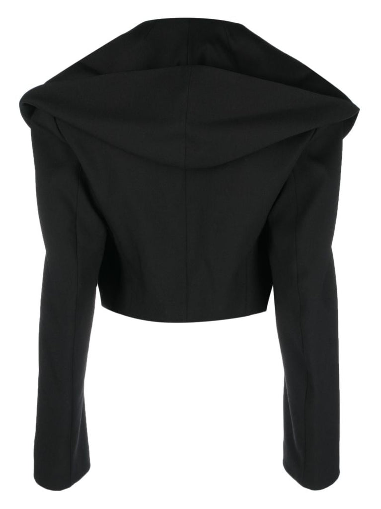 Black Hooded Knit Jacket