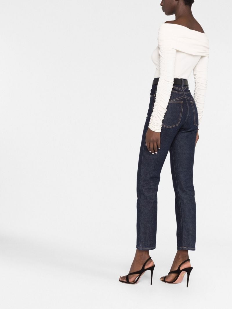Blue High-waisted Straight Leg Jeans