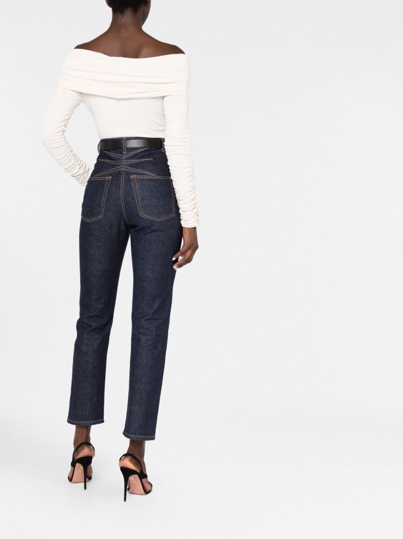 Blue High-waisted Straight Leg Jeans