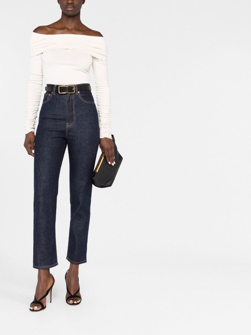 Blue High-waisted Straight Leg Jeans