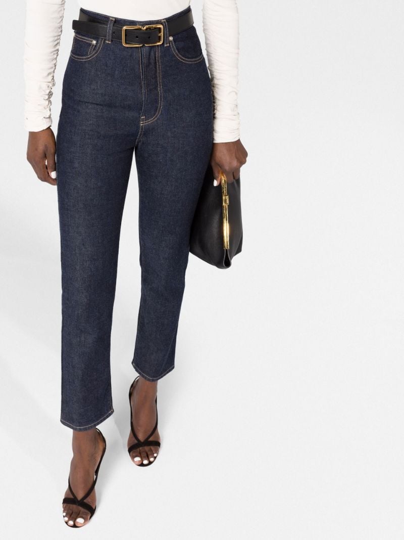 Blue High-waisted Straight Leg Jeans