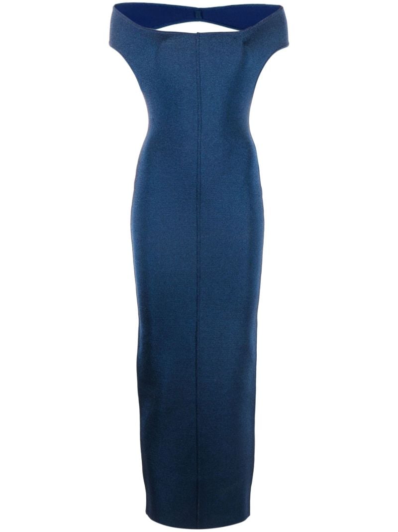 Blue Off-shoulder Open Back Midi Dress
