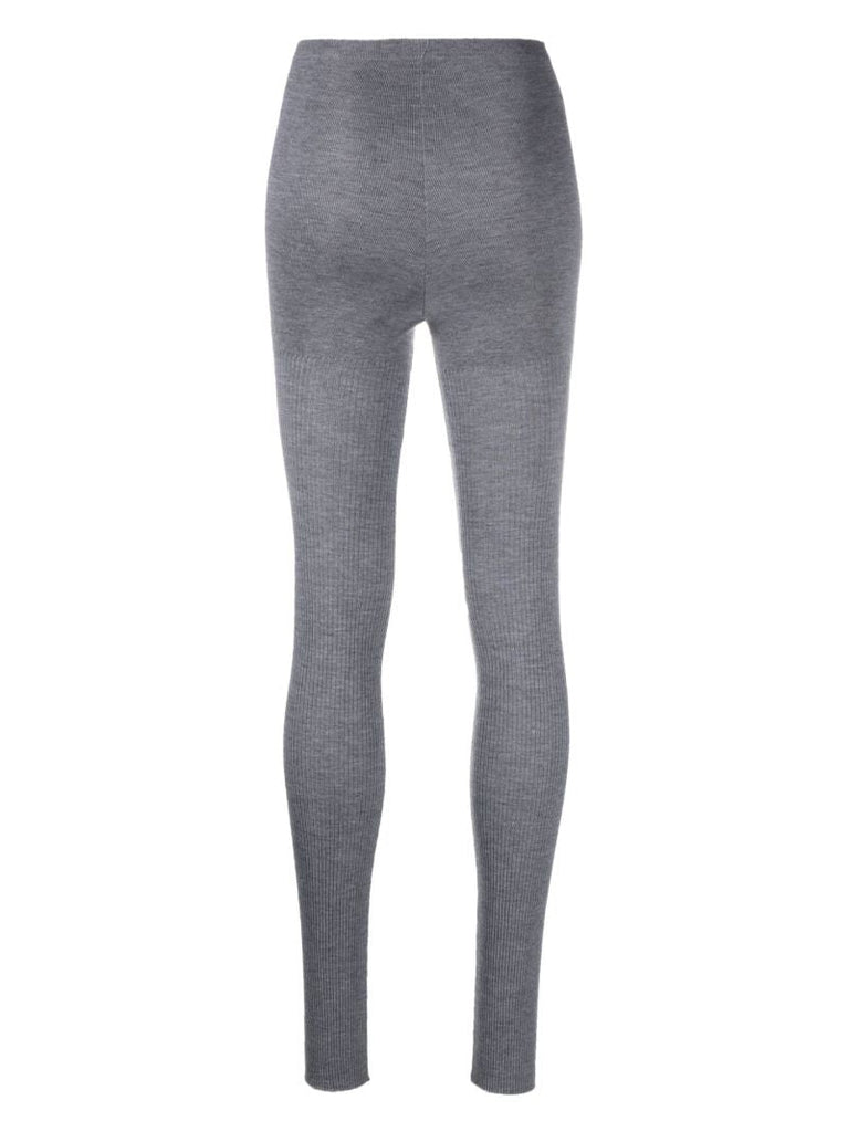 Grey Ribbed Knit Leggings