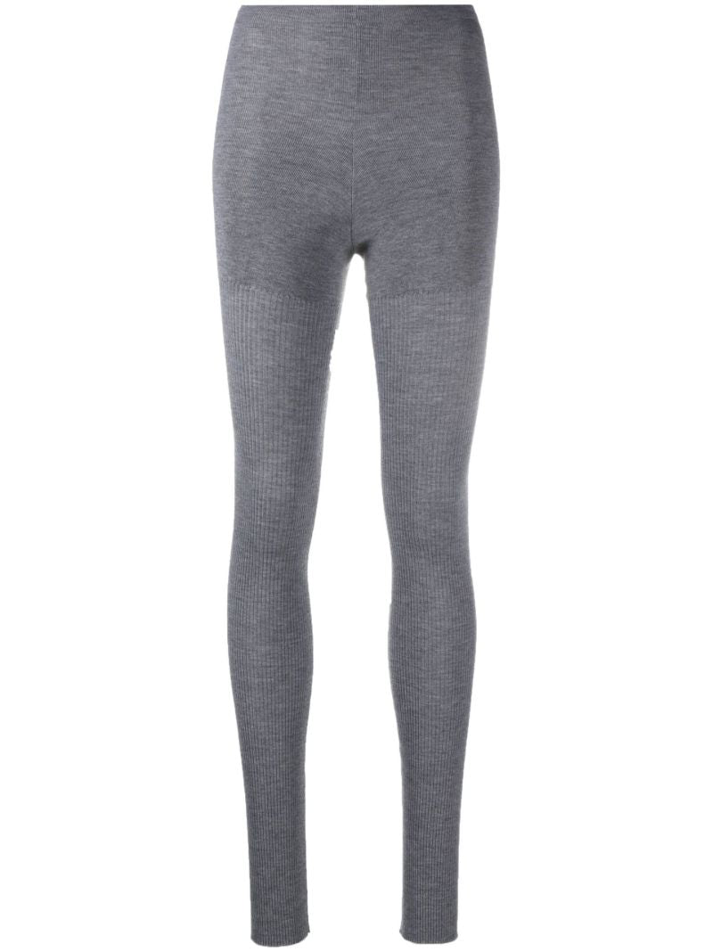 Grey Ribbed Knit Leggings
