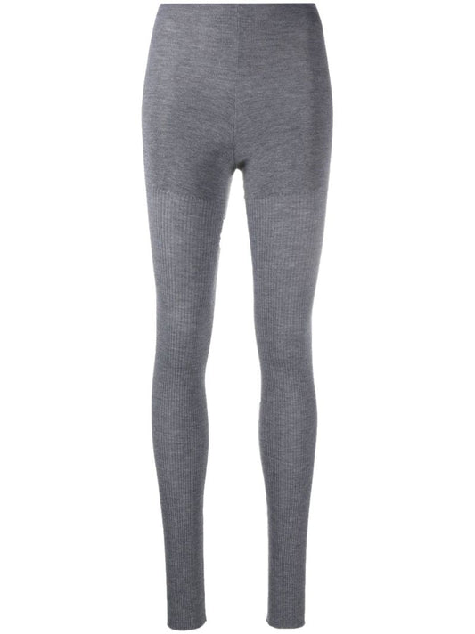 Grey Ribbed Knit Leggings