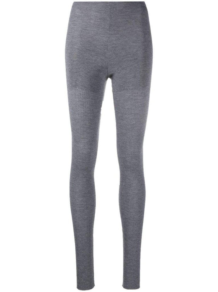 Grey Ribbed Knit Leggings