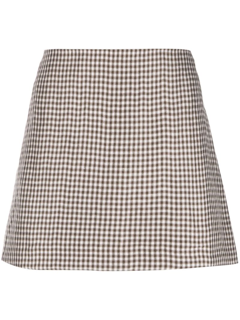 Brown Irella Checked Mini Skirt