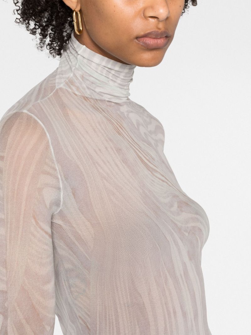 White Marble-print Top