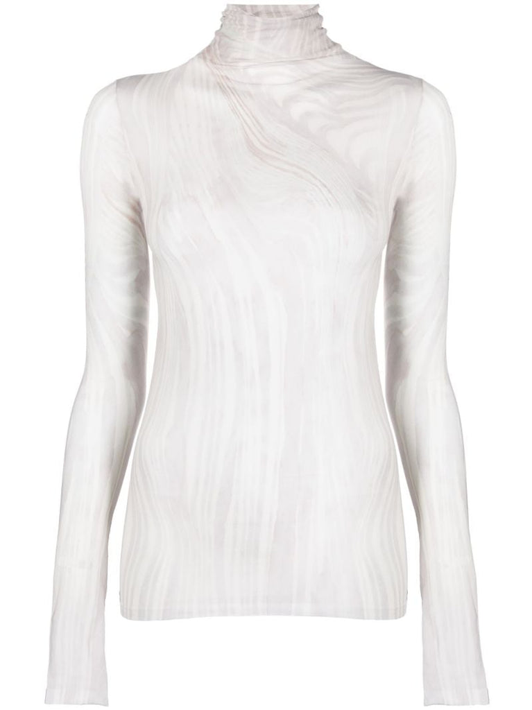 White Marble-print Top