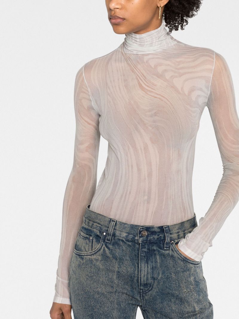 White Marble-print Top