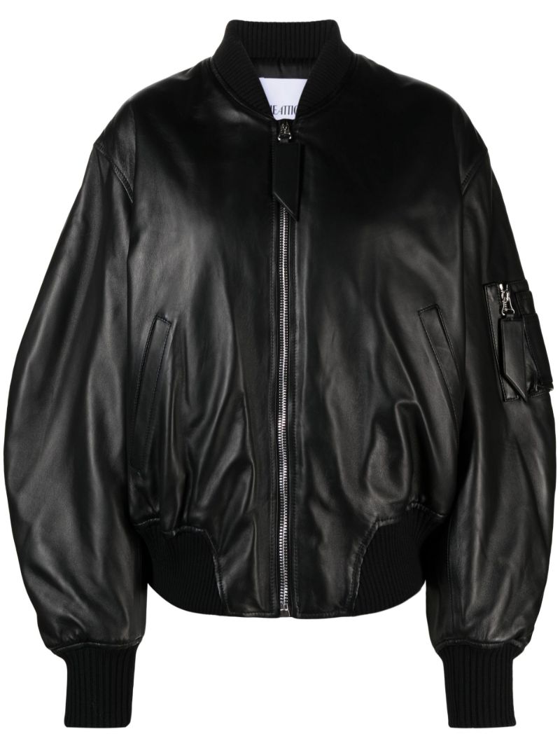 Black Anja Leather Bomber Jacket