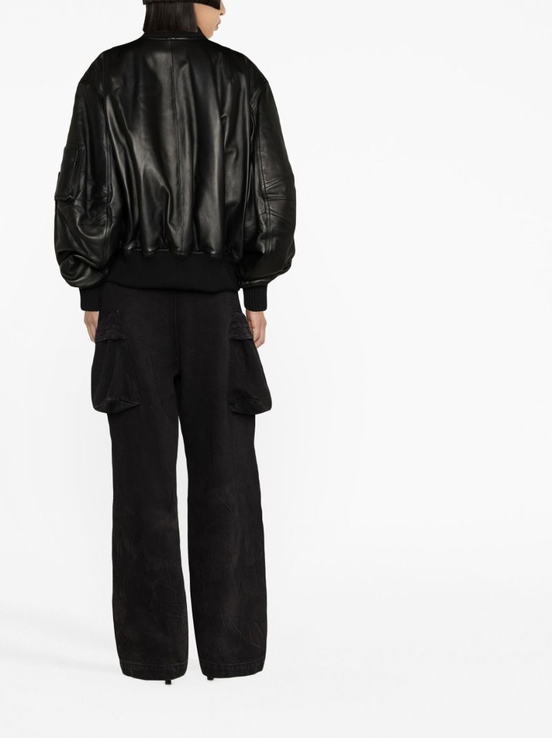 Black Anja Leather Bomber Jacket