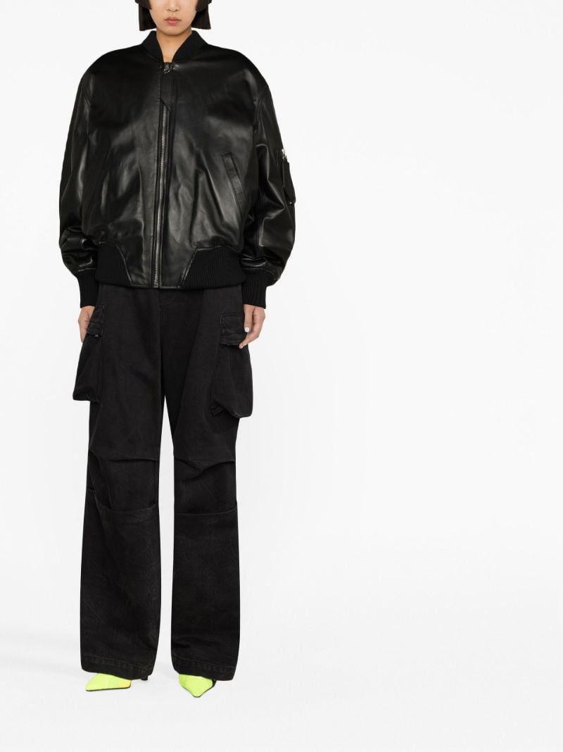Black Anja Leather Bomber Jacket