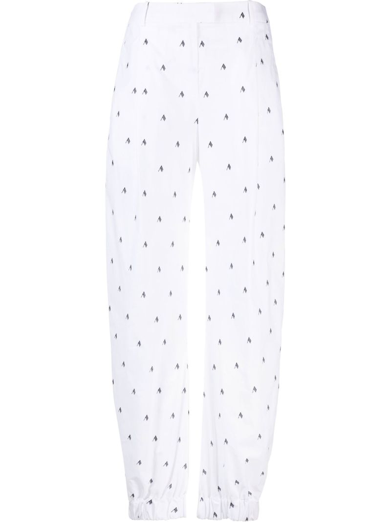 White Rey Logo Print Wide-leg Trousers