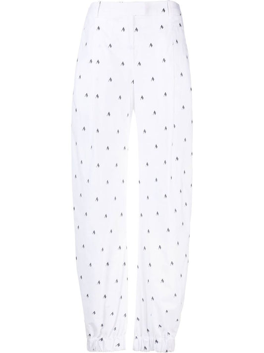 White Rey Logo Print Wide-leg Trousers