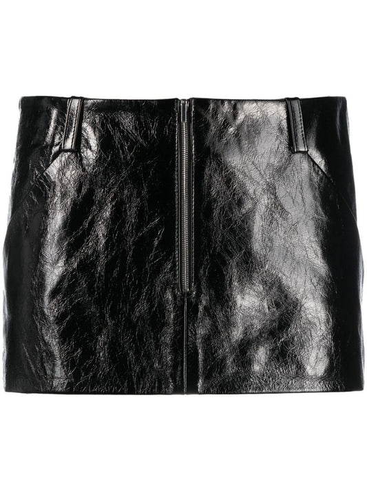 Black Alba Leather Mini Skirt