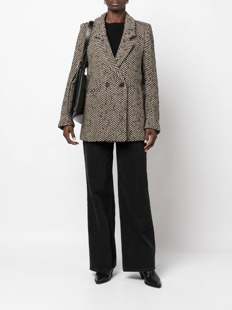 Black Fishbone Double-breasted Blazer