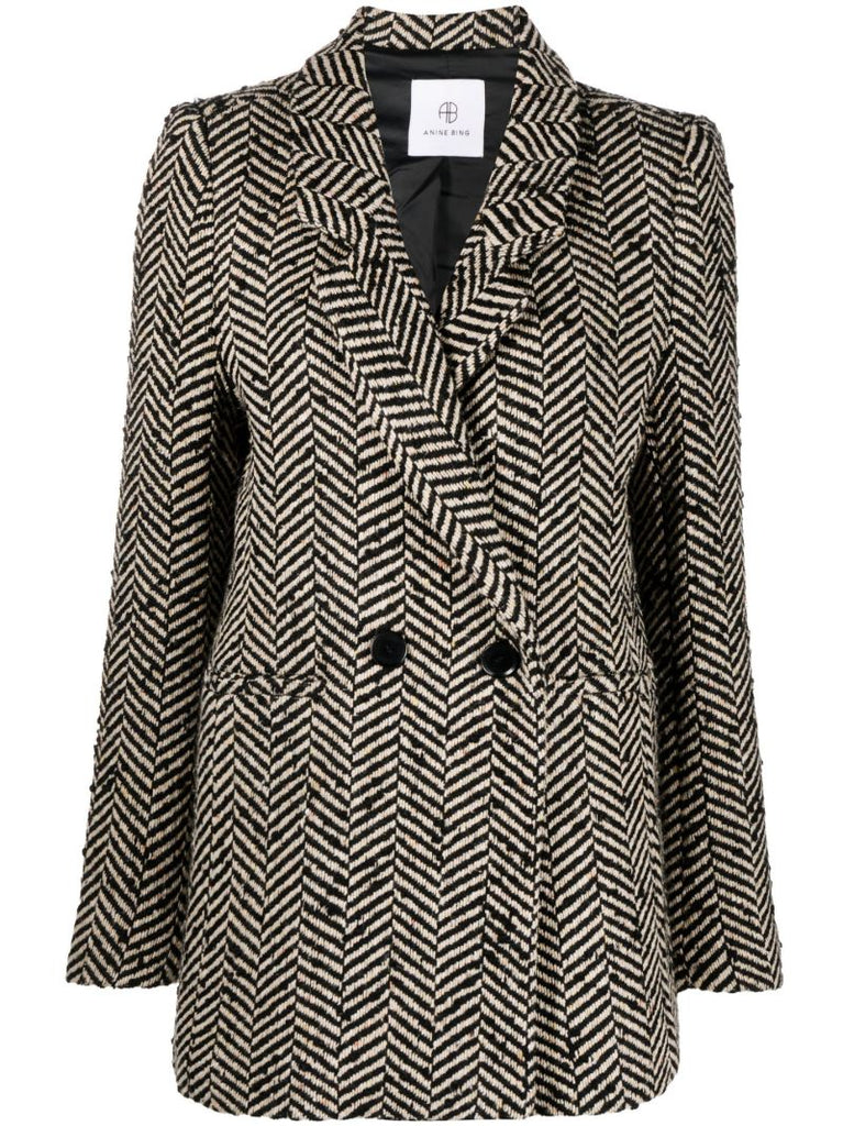 Black Fishbone Double-breasted Blazer