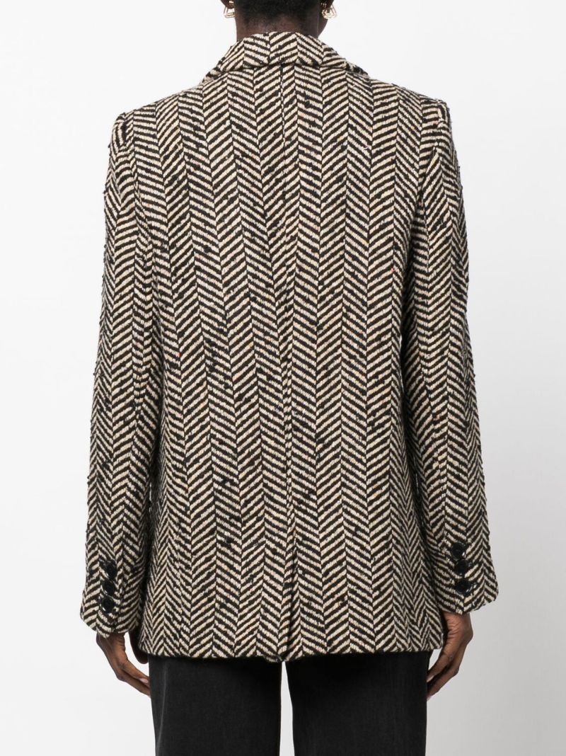 Black Fishbone Double-breasted Blazer