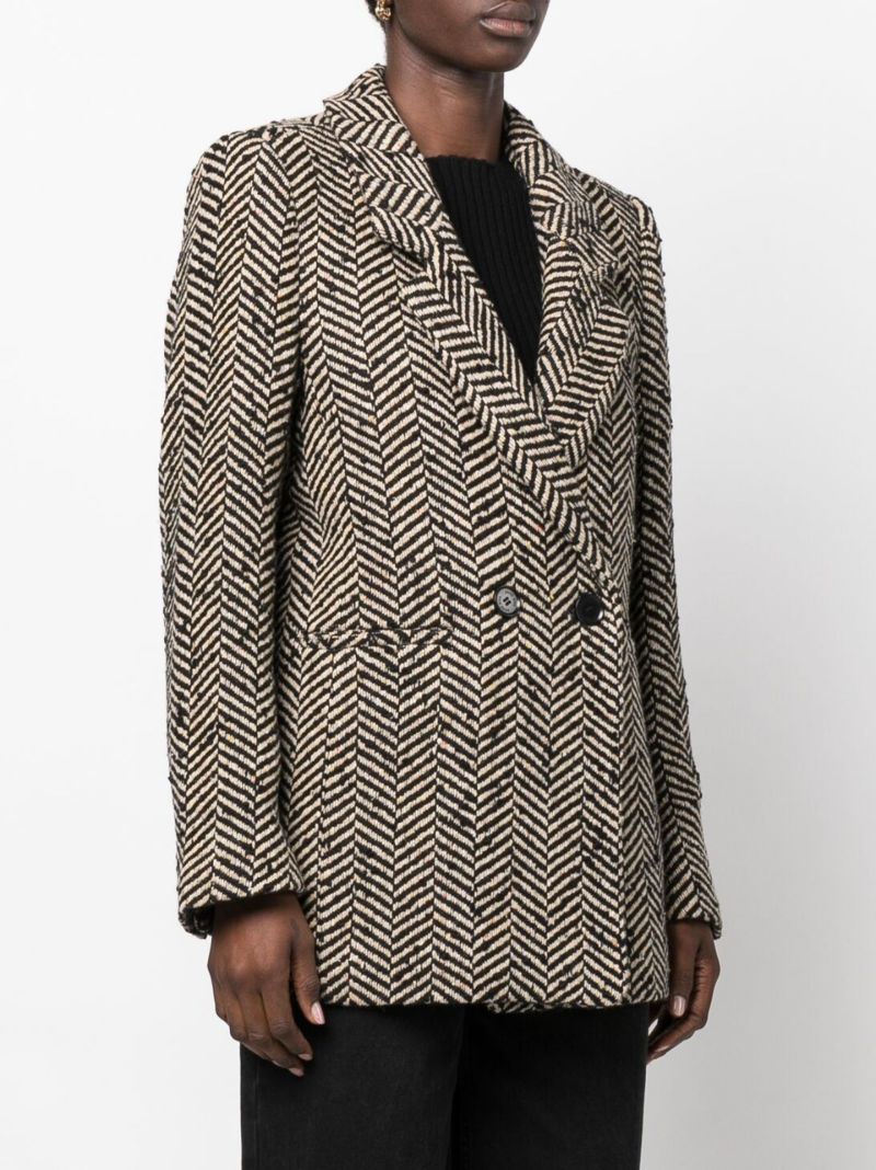 Black Fishbone Double-breasted Blazer